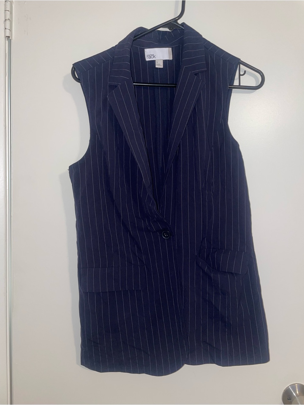 Pinstripe Sleeveless Navy blue pinstripe vest top